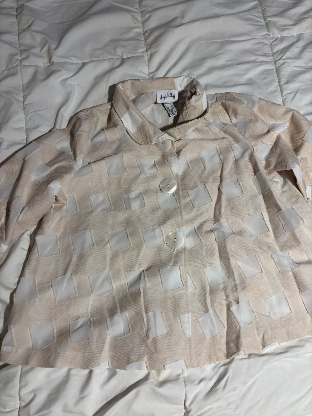 Joseph Ribkoff Cream and White Patchwork Jacket